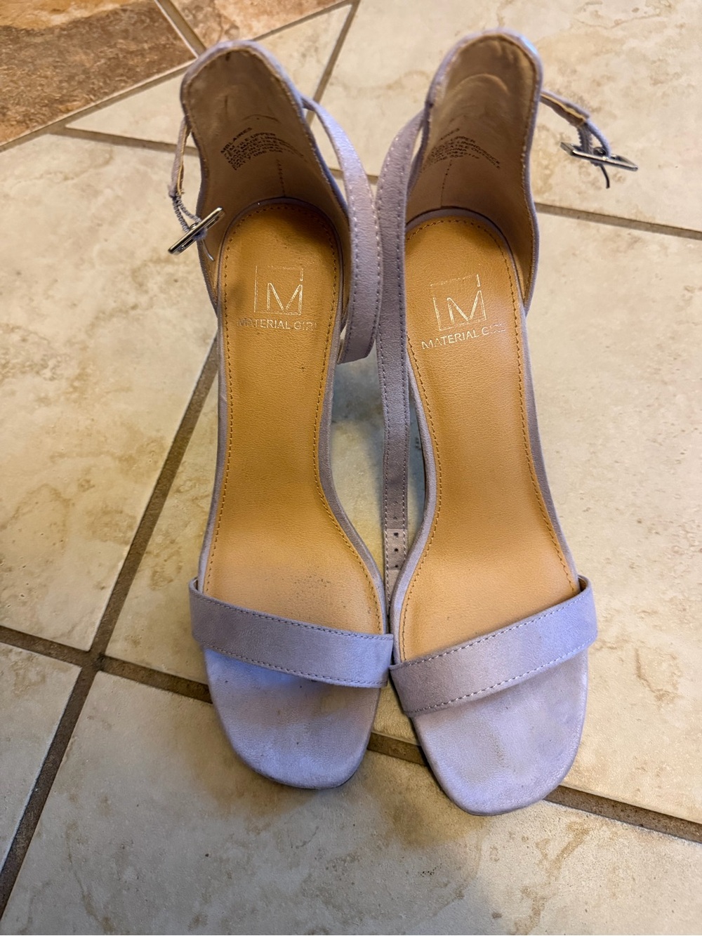 Material Girl Lavender Suede Ankle-Strap Heels
